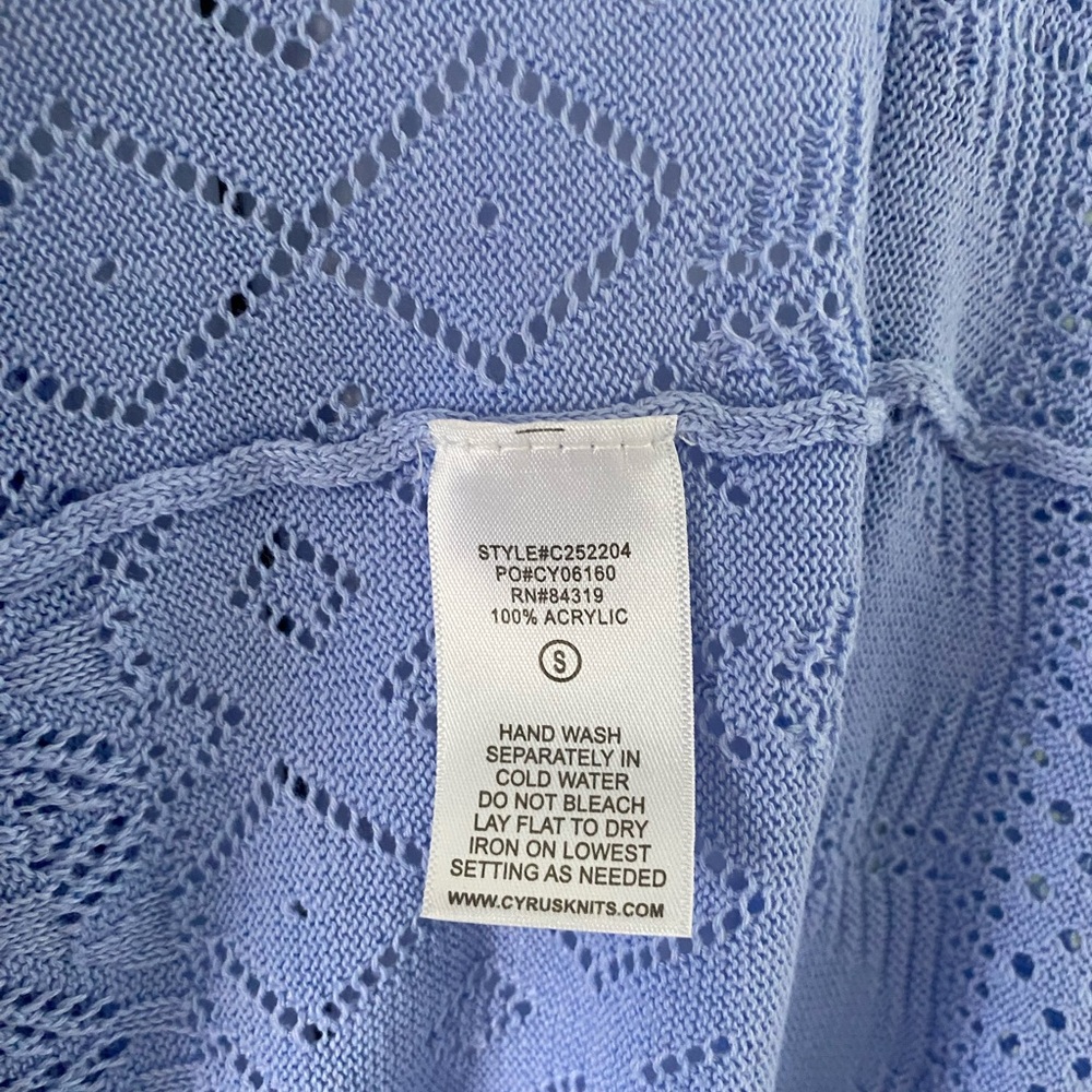 Cyrus Periwinkle Openwork Knit Cardigan - Picture 3 of 4